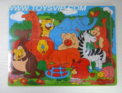 24 wooden tiles puzzle party animal