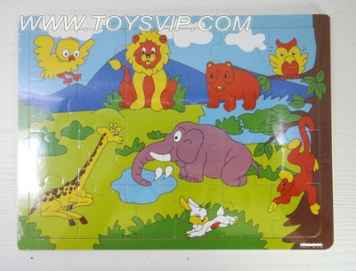 24 wooden puzzle patch zoo