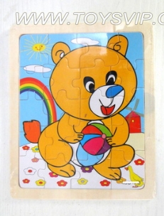 20 wooden tiles cartoon bear puzzle