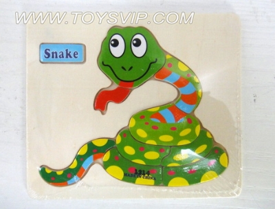 Wooden cartoon snake puzzle