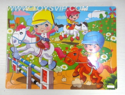 15 wooden tiles Equestrian puzzle