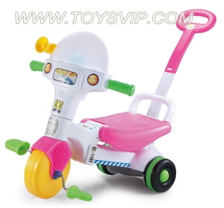 New skating pink baby walker and toddler line three double car with light music and push the