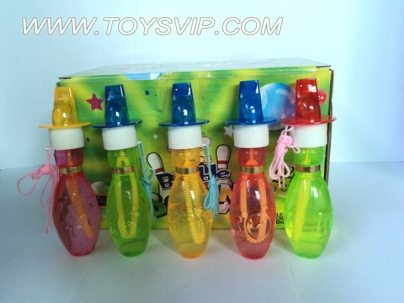 Bottles of bubble water with whistle bowling