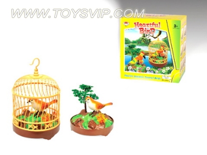 Large birdcage single magpie plus tree