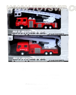 Alloy pull back fire truck