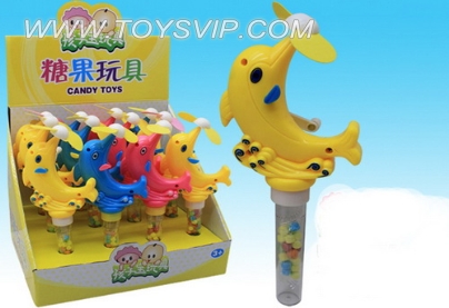 Hand swimming dolphin fan candy