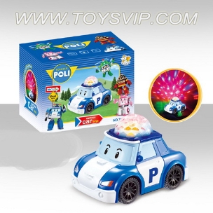 Electric universal police car 3D rotation projection (light + music)