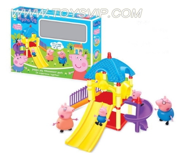 Pink pig with a park