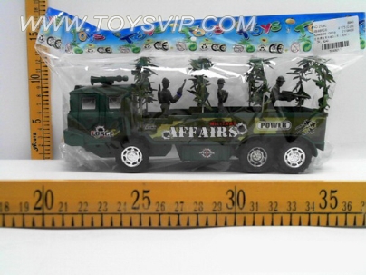 Solid color inertia military vehicle three soldiers