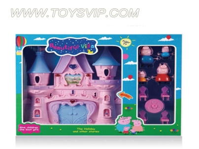 Pink Pig Doll House Furniture with electric light music