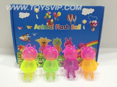 Flare jumping pink pig plush ball with BB whistle (12 / PCS)