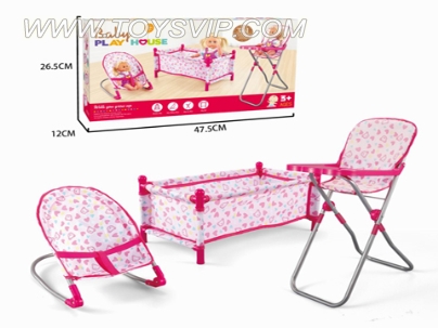 Three-piece combination (bed, chair, rocking chair)