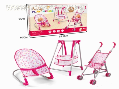 Three-piece combination (rocking chair, swing, iron car)