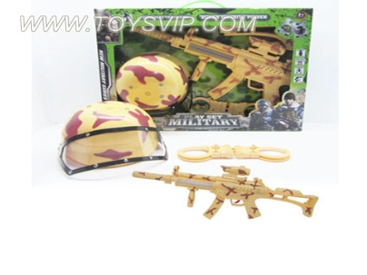 Yellow desert camouflage military suit with hood cap with infrared sound gun MP5