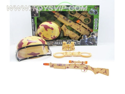 Yellow desert camouflage military suit with hood cap AK96C with infrared sound gun