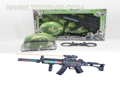 Military camouflage suit with hood cap with infrared sound gun MP5