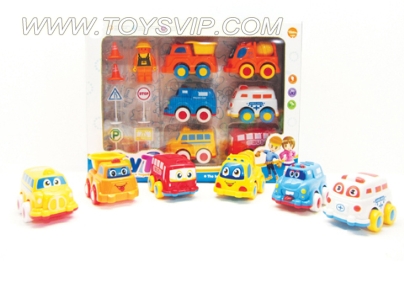 Cartoon car kit (truck / police car / bus / ambulance / bus) 6 installed