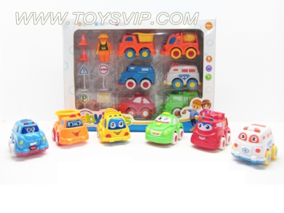 Cartoon car kit (truck / taxi / truck / bus / bus) 6 installed