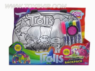 Troll painted watercolor backpack (5 colors available Washed pen)