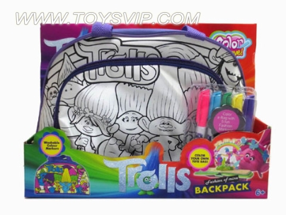 Troll painted watercolor backpack (5 colors available Washed pen)