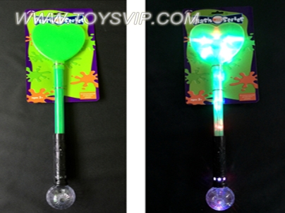 Peach heart plus long rod ball handle black (red and green light emitting three modes)