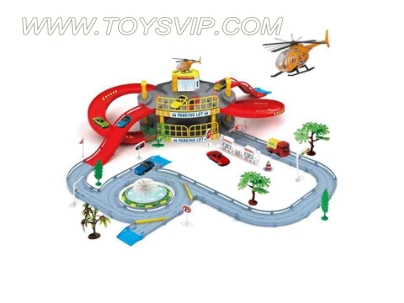 Educational toys track parking lot