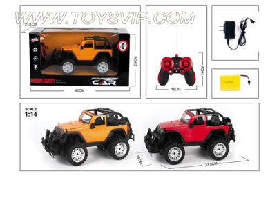 1:14 convertible Wrangler remote control car (including electricity)