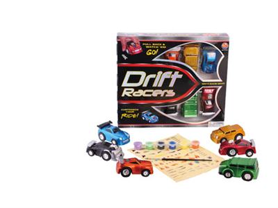 Six back to drift car with gouache + DIY stickers (6 loaded)