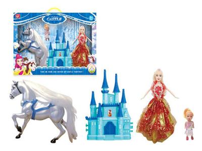 Chun silver horse + castle + Barbie princess