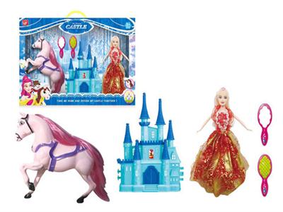 Jun red horse + castle + Barbie Princess sunglasses