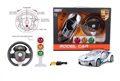 1:16 4-way simulation BMW I8 remote control car with a No. 5 steering wheel plus traffic lights