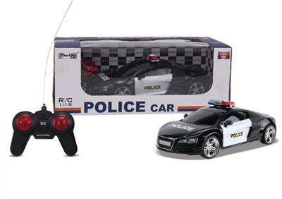 1:18 4-pass simulation remote control Audi R8 police with ordinary remote control