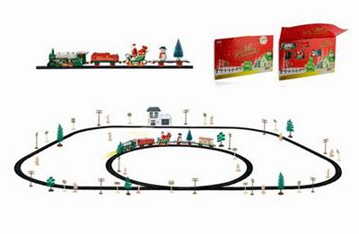 Christmas electric rail train with bus building (106PCS, with light)