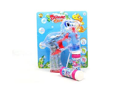 Transparent dinosaur four lights bubble gun, no music, 2 water