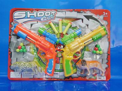 Dual revolver soft shooter with animal