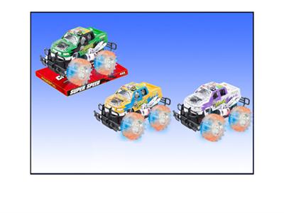 Inertial off-road vehicle with flashing lights