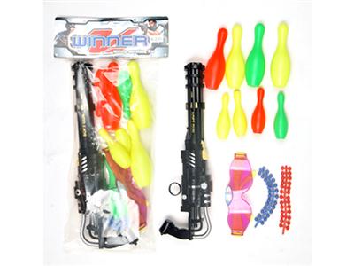 Gatlin BB soft gun with bowling glasses