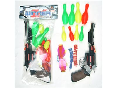 Revolver BB soft gun with bowling glasses