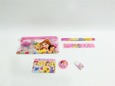 Princess Disney stationery bag (small book, 2 pencils, 1 pencil planes, 1 erasers, 1 rulers)