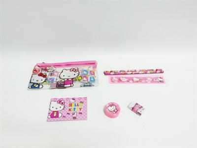 Hello Kitty stationery bag (small book, 2 pencils, 1 pencil planes, 1 erasers, 1 rulers)