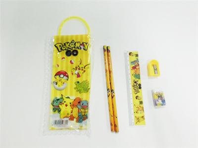 皮卡丘 文具袋（2条铅笔+1个铅笔刨+1个橡皮擦+1个尺子）