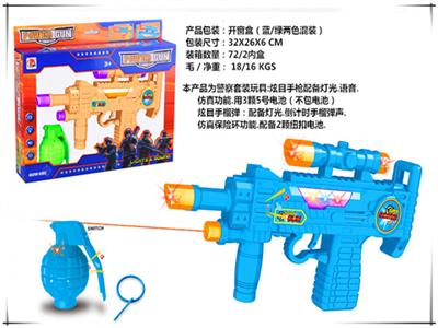 Flashing voice submachine gun with grenades