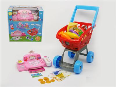 Peppa happy shopping cart register light, scanning, 4 grain AA supermarket.