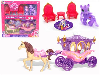 Pony horse, electric carriage, light music, pony