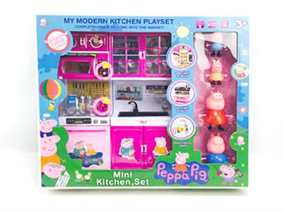 Pink piggy kitchen series with piglets