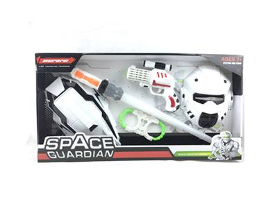 A space gun with a space bar with a mask with a mask and a handcuff