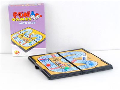 Folding magnetic racing game chess