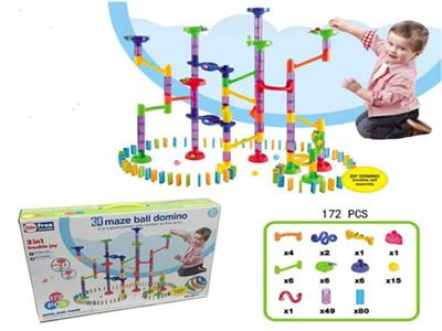179 PCS 二合一3D趣味迷宫滚球多米诺套装
