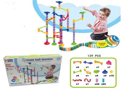 137 PCS 二合一3D趣味迷宫滚球多米诺套装