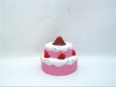 Two layers of strawberry cake